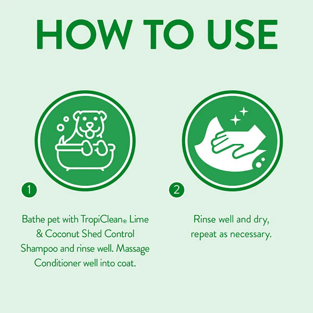 TropiClean Lime & Coconut – shampoo og balsam til hunde, der fælder
