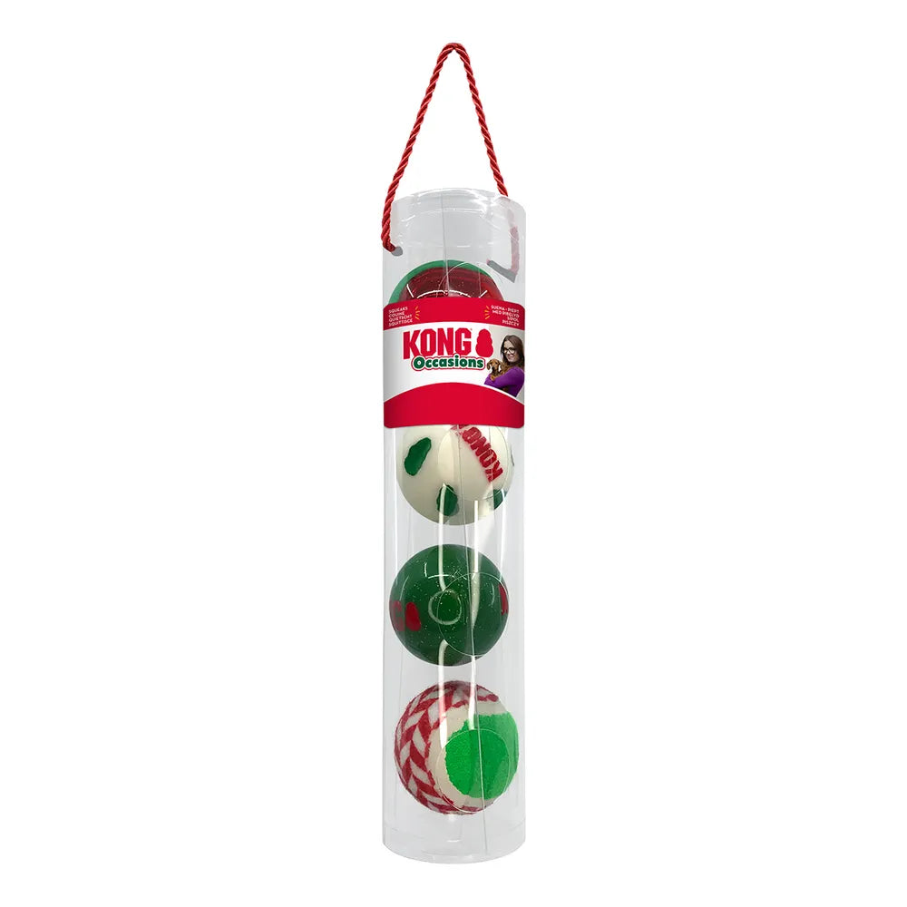 KONG Holiday Occasions Balls 4-pack M – julebolde til hunde