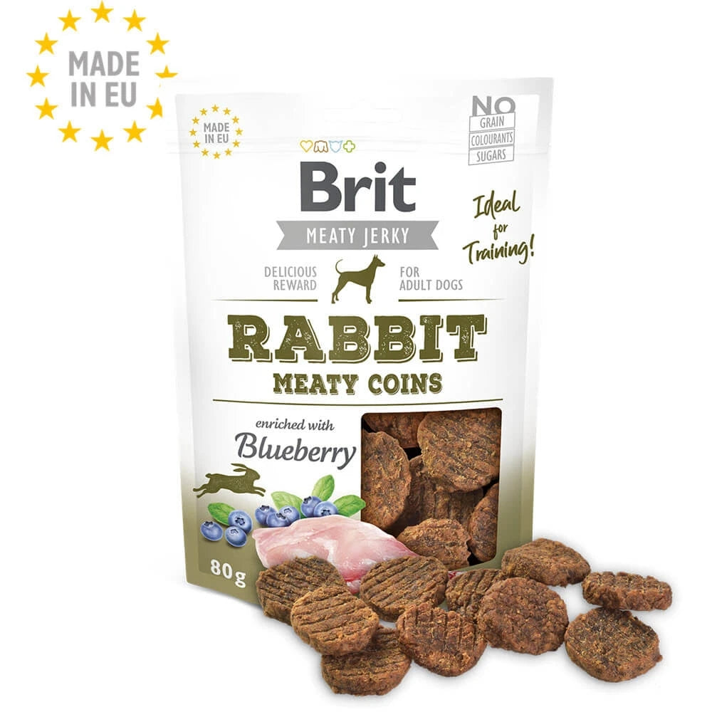 Brit Meaty Jerky Rabbit Meaty Coins – bløde træningsgodbidder med kanin