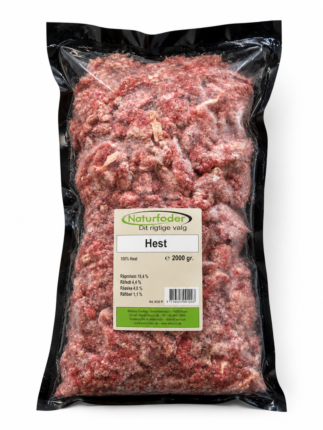 Naturfoder 100 % Hestekød – 2 kg løsfrosset BARF til hunde