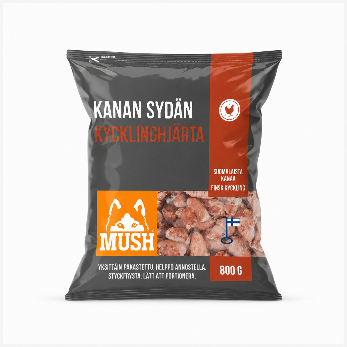 MUSH Basic® Kyllingehjerter – naturlige hele kyllingehjerter til hunde og katte