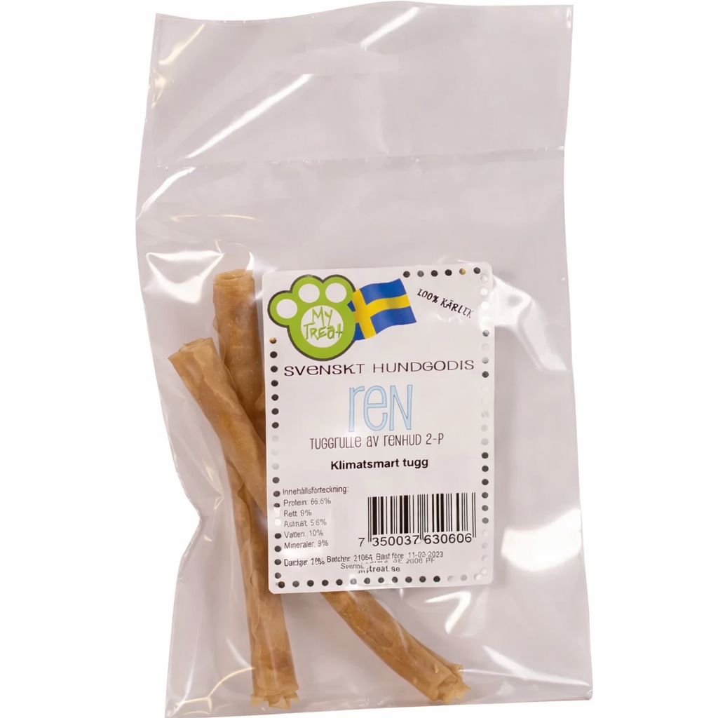 My Treat Tuggrulle af ren – naturlig tyggerulle i 2-pak