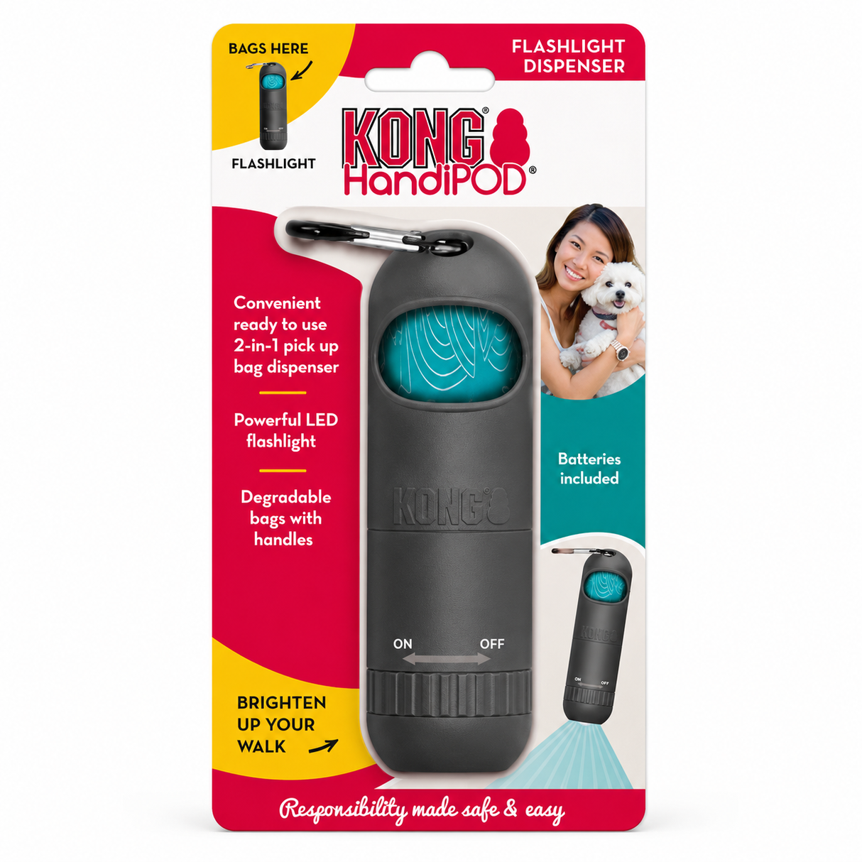 KONG Handipod Regular Flashlight Dispenser – 2-i-1 poseholder med lys