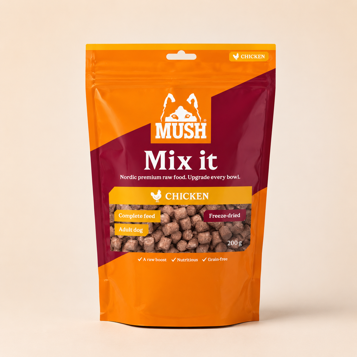 MUSH FD Mix it – frysetørret fuldfoder til hund | Vælg mellem kylling, gris eller okse