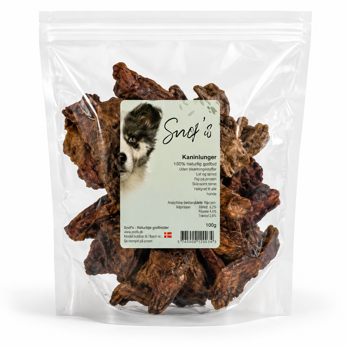 Kaninlunger i små hapser – 100 % naturlig snack til hunde