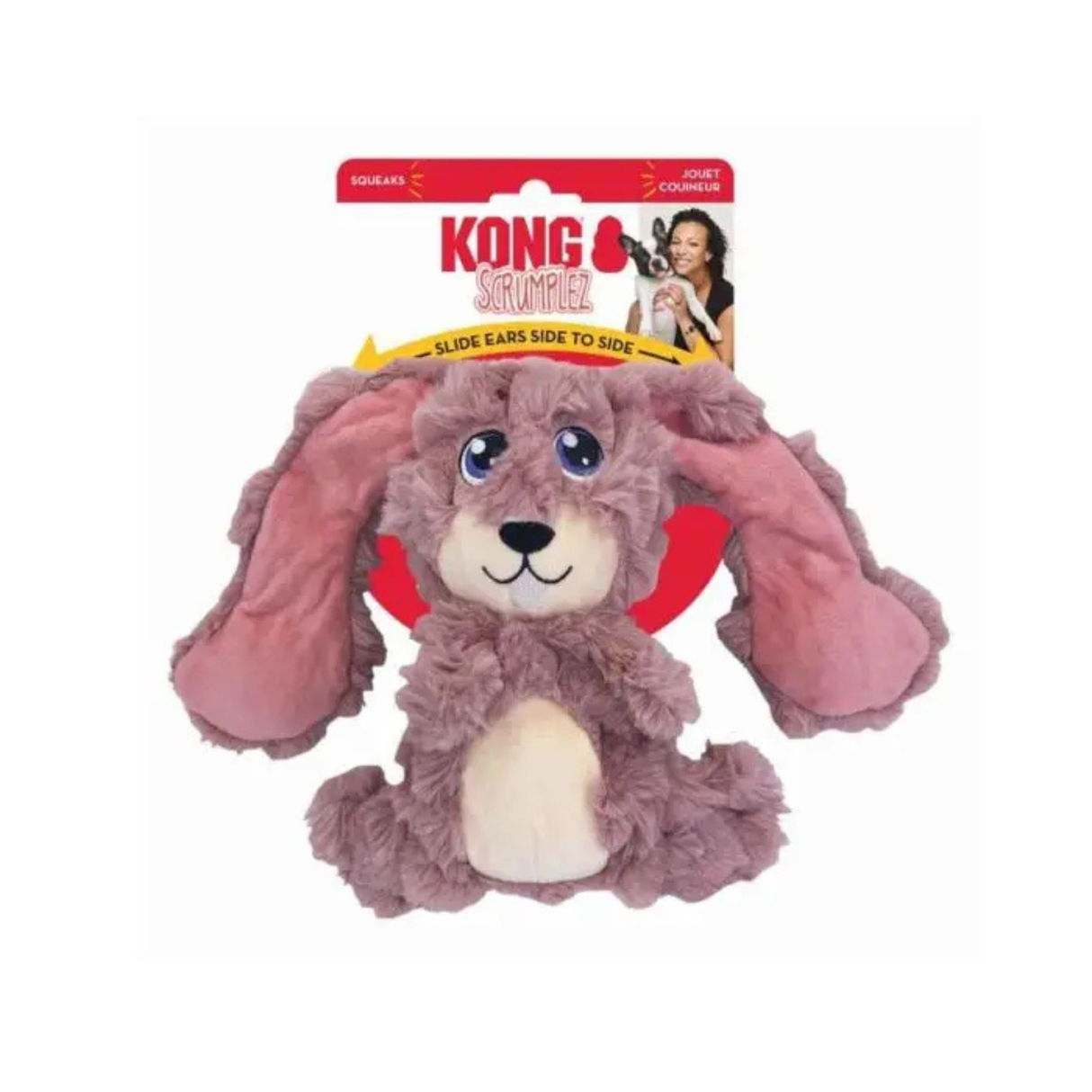 KONG Scrumplez Bunny – Blød hundebamse med pib og træk (M)