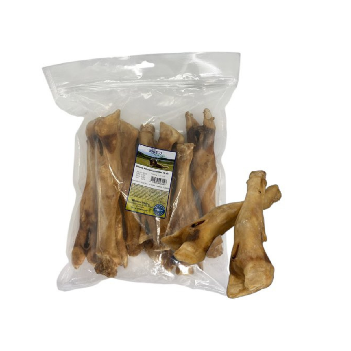 Whesco Naturlige Lammeben – 10 stk. Pose | 100 % Ren Tyggeglæde