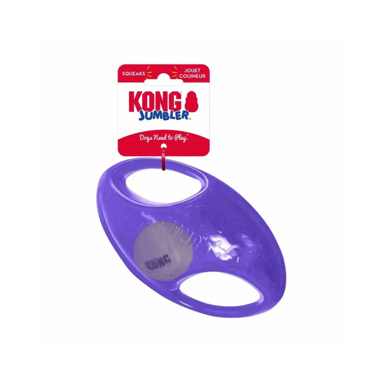 KONG Jumbler Football – Interaktiv bold med pibelyd og håndtag