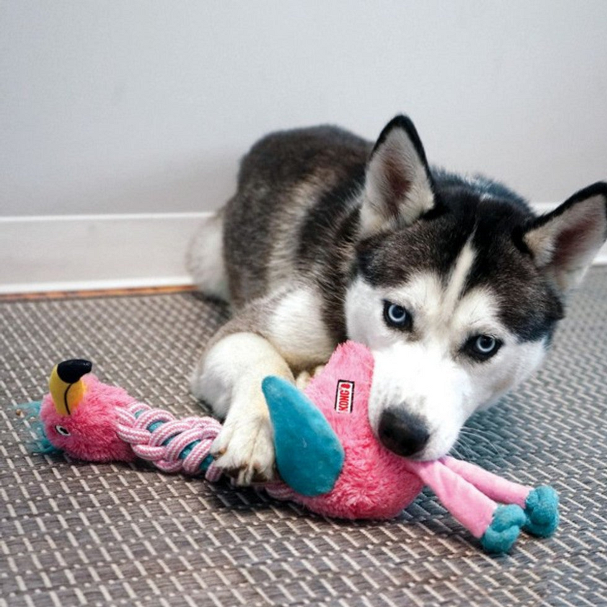 KONG Knots Twist Mix – Sjov og slidstærk leg med flamingo eller giraf