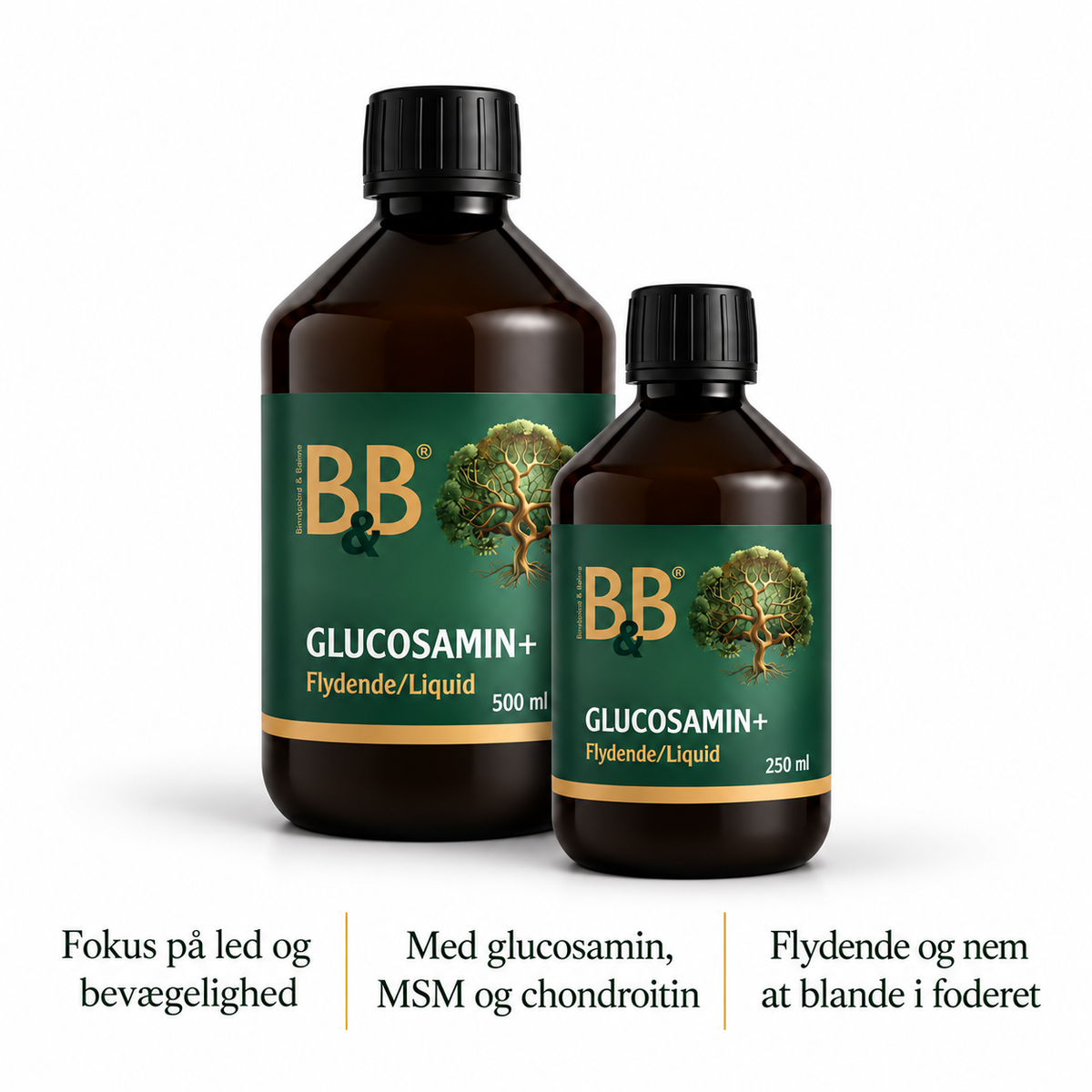 B&B Glucosamin+ Flydende – ledtilskud til hunde | 250 ml og 500 ml