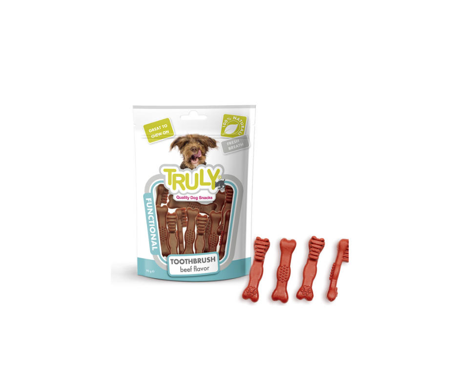 Truly Dog Dental Toothbrush – Tandrensende snack med oksekødssmag