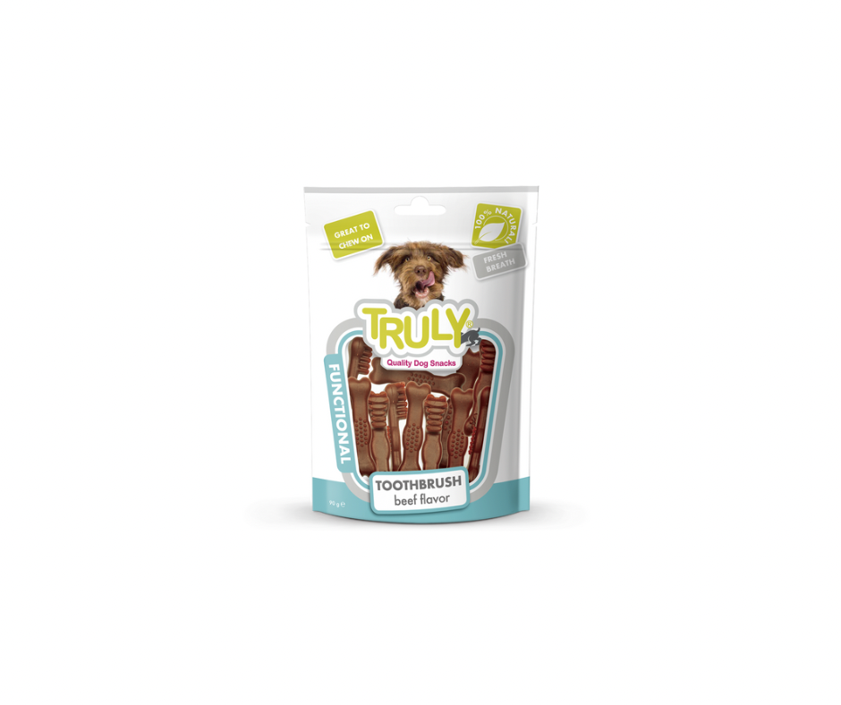 Truly Dog Dental Toothbrush – Tandrensende snack med oksekødssmag