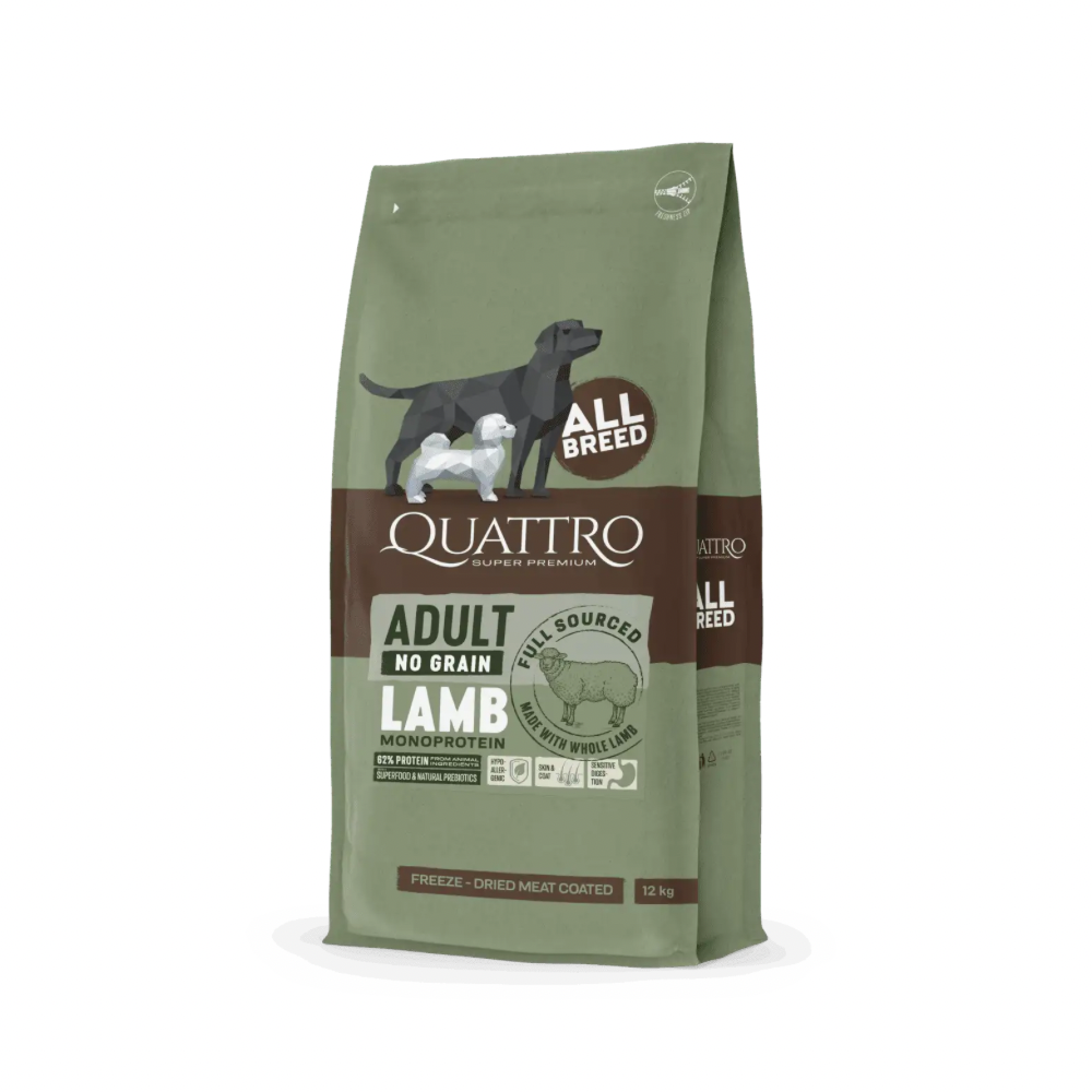 Quattro kornfrit hundefoder med lam – skånsomt til sensitiv mave