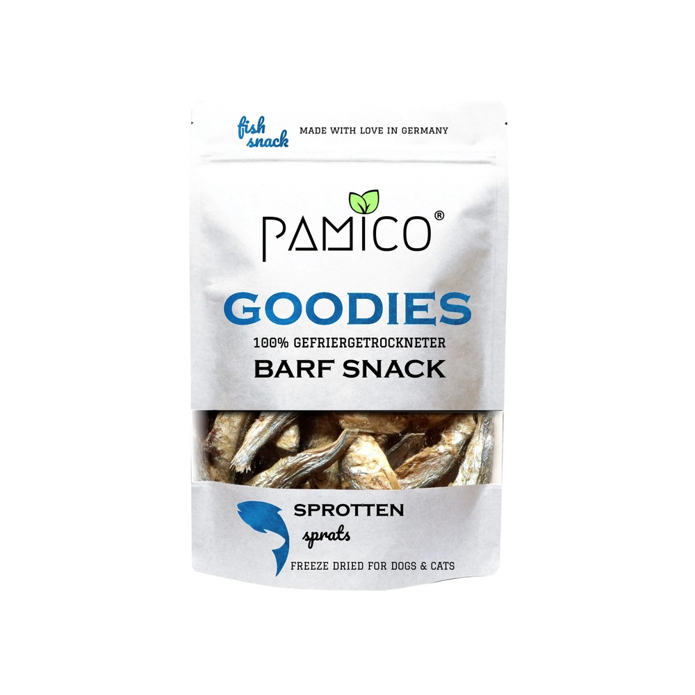 Pamico frysetørrede brislinger – naturlig fiskesnack til hund og kat