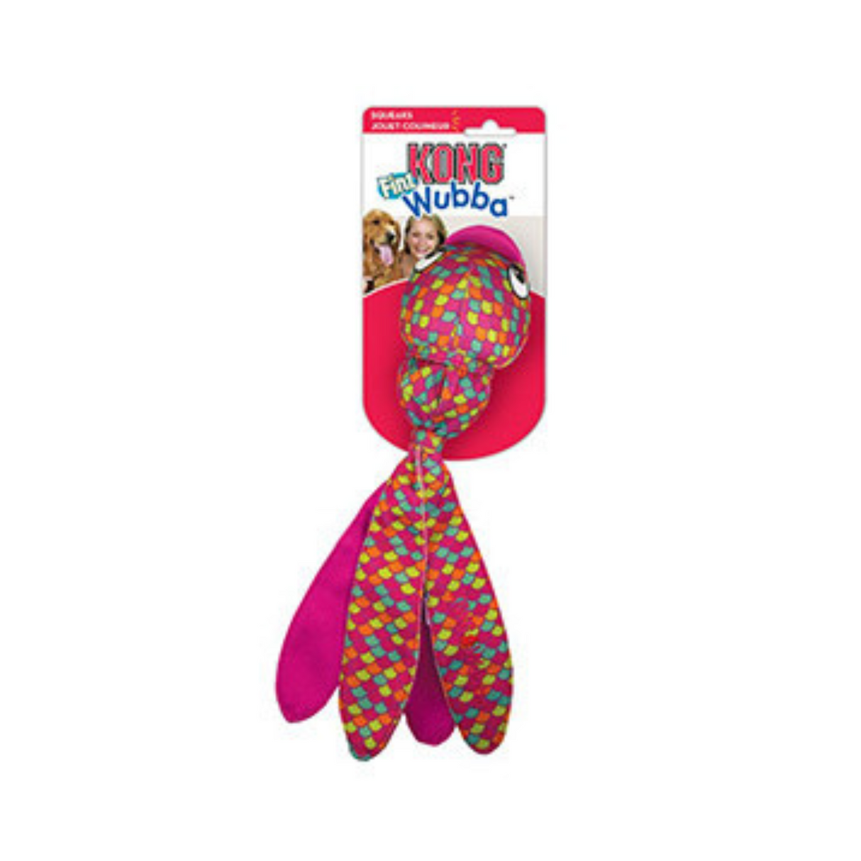 KONG Wubba Finz – Sjovt Apporteringslegetøj (S & L) farve ass