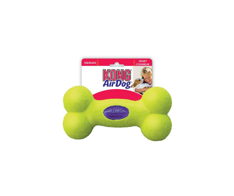 KONG AirDog Squeakair Bone – Sjov kombination af tennisbold og pivelyd (S, M & L)