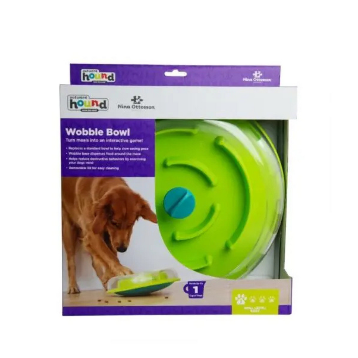 Nina Ottosson Dog Wobble Bowl – Begynder puslespil & slowfeeder i ét