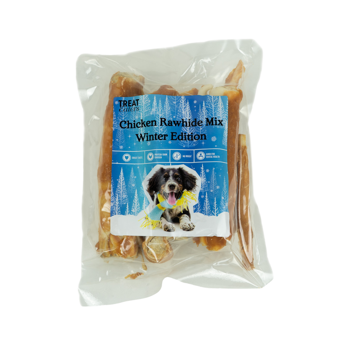 Treateaters Winter Chicken Rawhide Mix – Limited Edition 400 g vintergodbidder til hunde