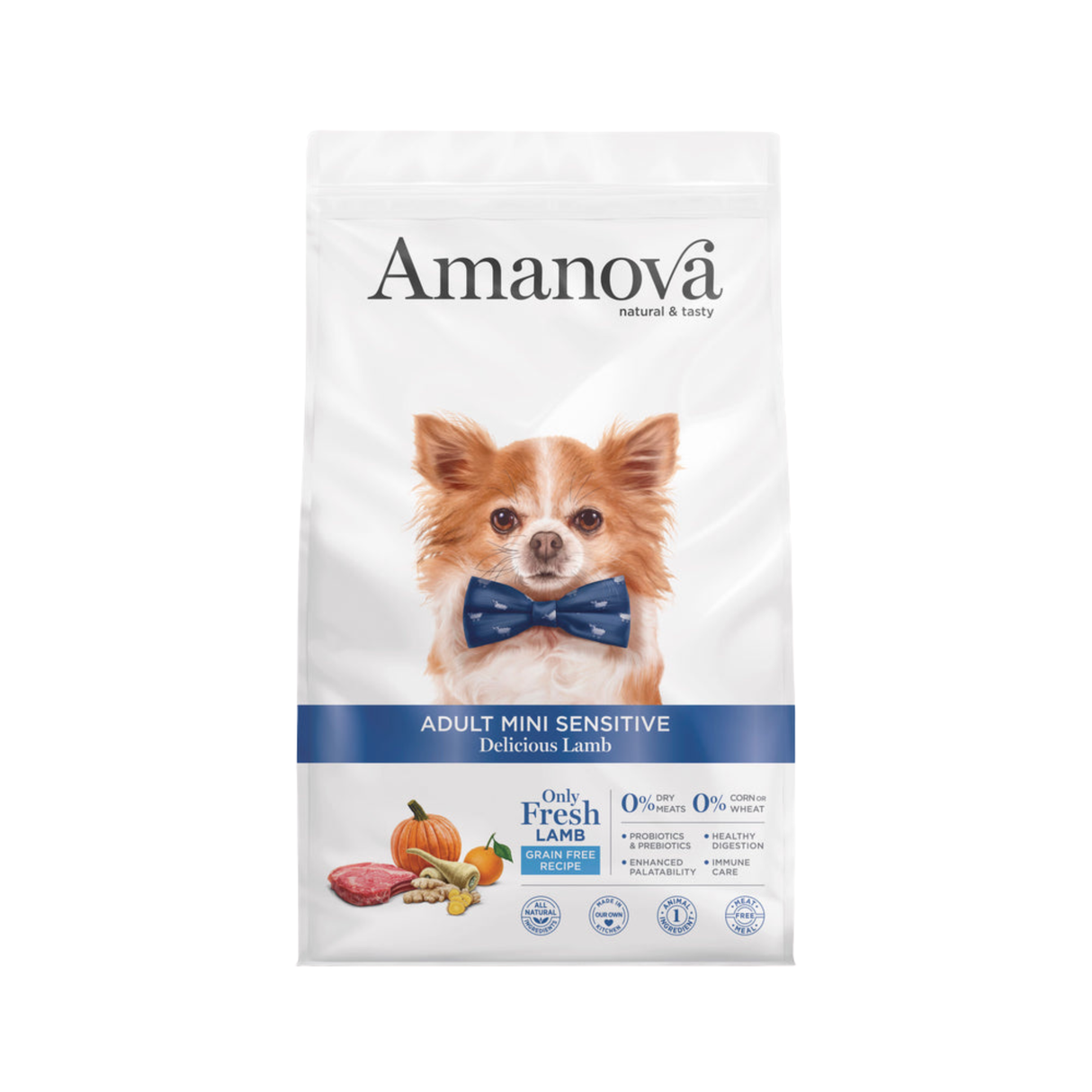 Amanova Adult Mini Sensitive med lam – kornfrit fuldfoder til små hunde med sensitiv mave