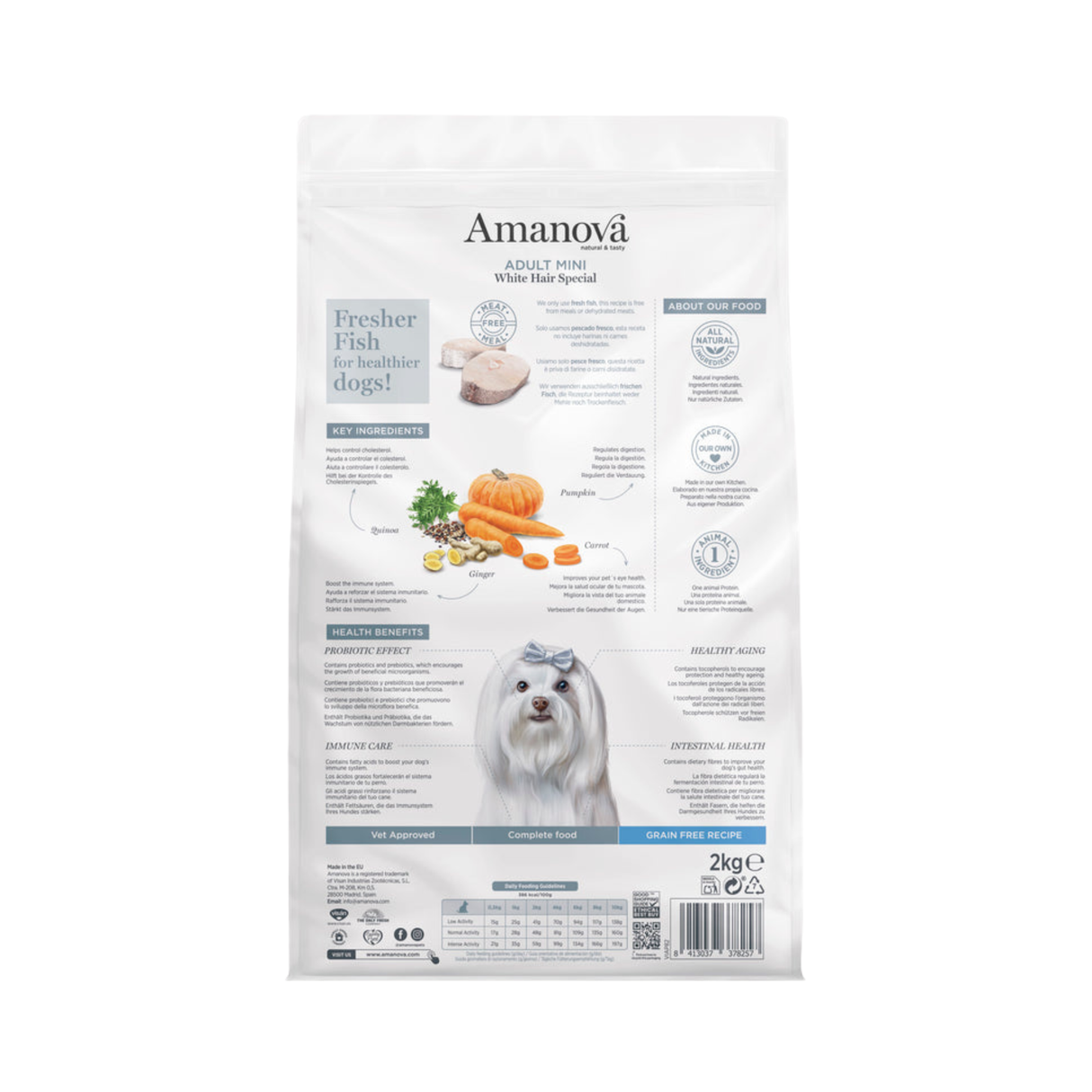 Amanova Adult Sensitive Hvid Fisk – kornfrit fuldfoder til hunde med sensitiv mave