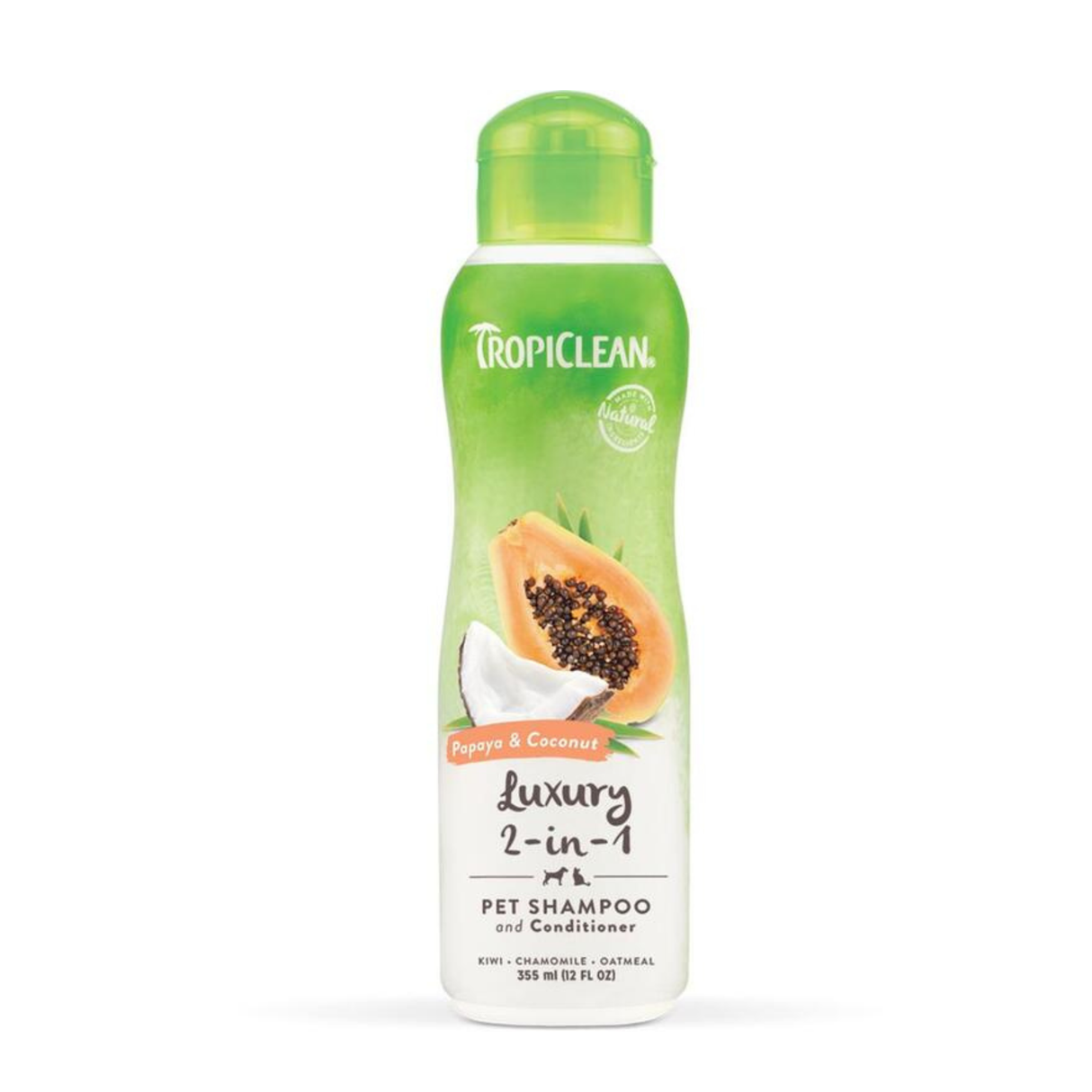 Tropiclean Papaya & Coconut Shampoo – naturlig 2-i-1 pleje med tropisk duft