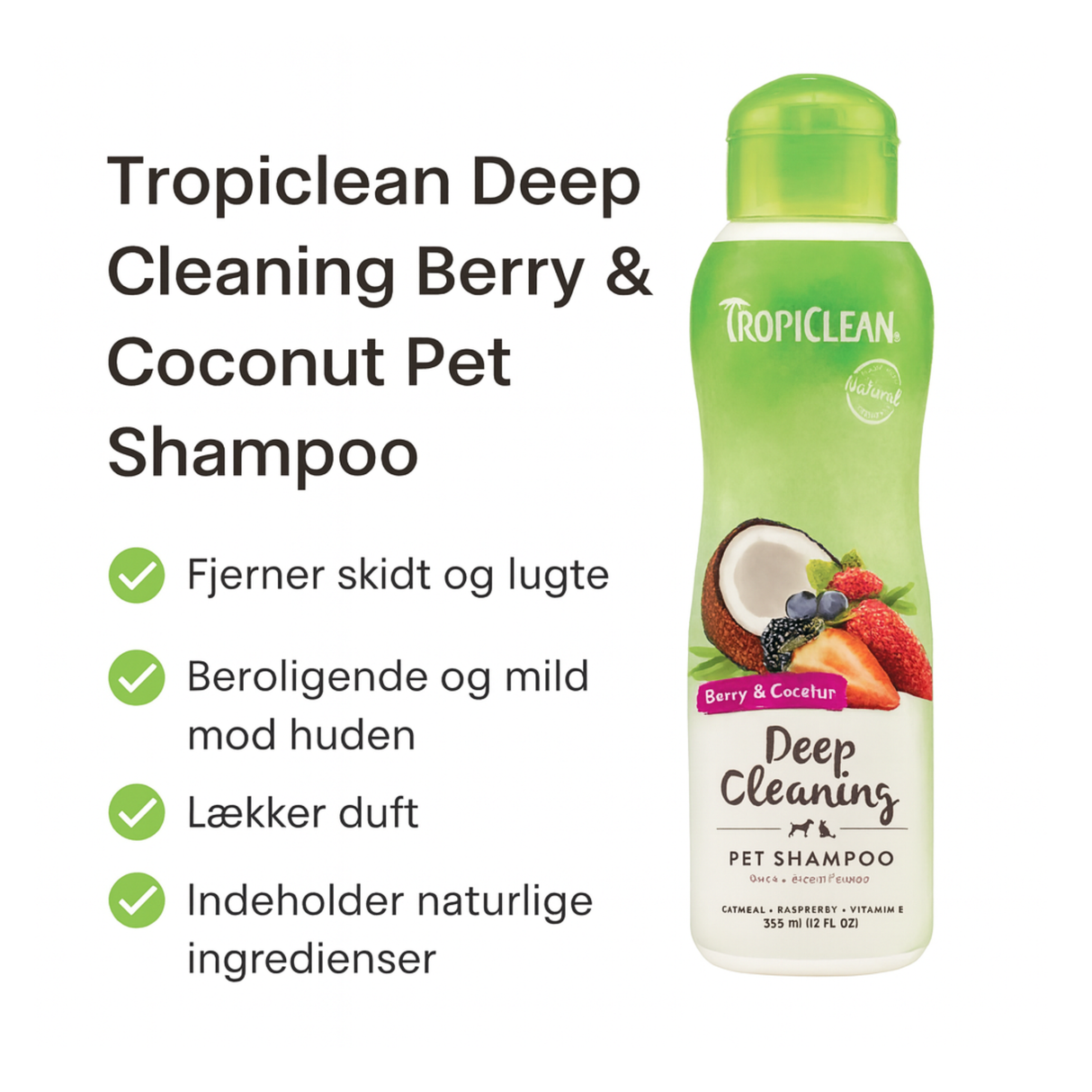Tropiclean Berry & Coconut Shampoo – naturlig glans og frisk duft
