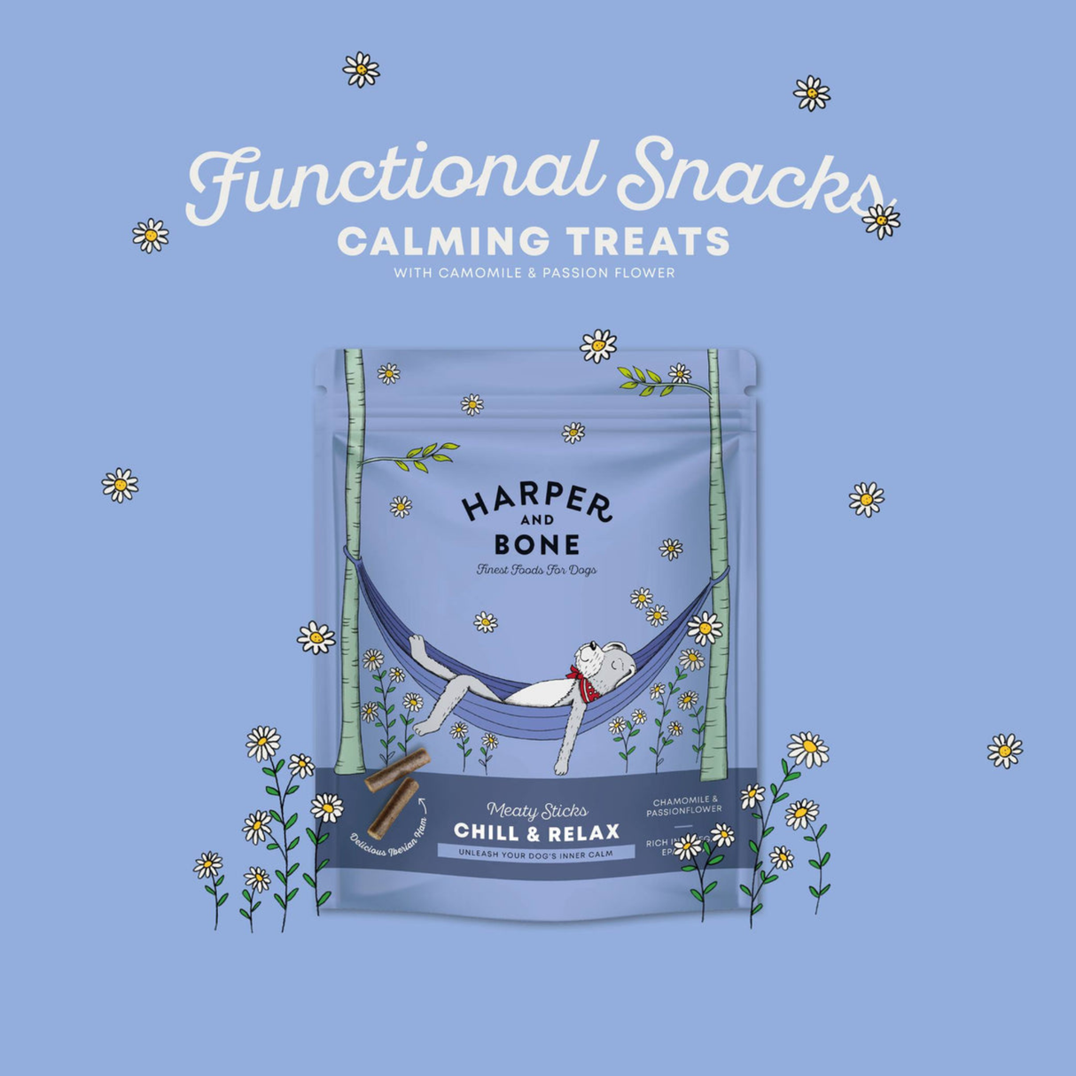 Harper & Bone Chill and Relax Meaty Sticks – bløde snacks til ro og afslapning