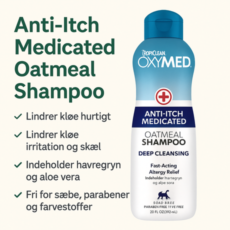 Tropiclean Oxy-Med Medicated Anti-Itch Shampoo – lindrer kløe og irriteret hud naturligt