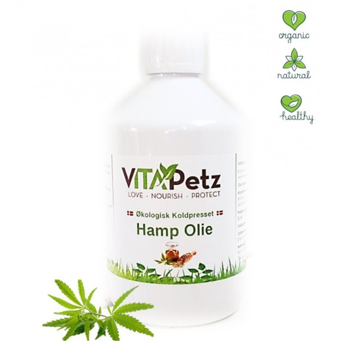 Vitapetz Økologisk Koldpresset Hamp Olie – naturlig støtte til hud, pels og immunforsvar