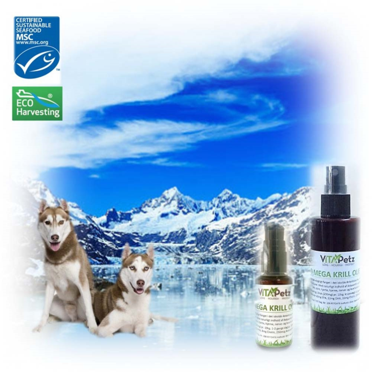 Vitapetz Ω-MEGA Pure Krill Olie – naturlig premium Omega-3 til hund og kat