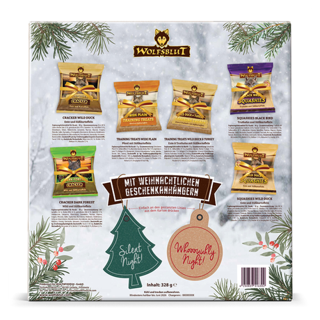 Wolfsblut Julekalender til hunde – 24 sunde julegodbidder med kød & kærlighed