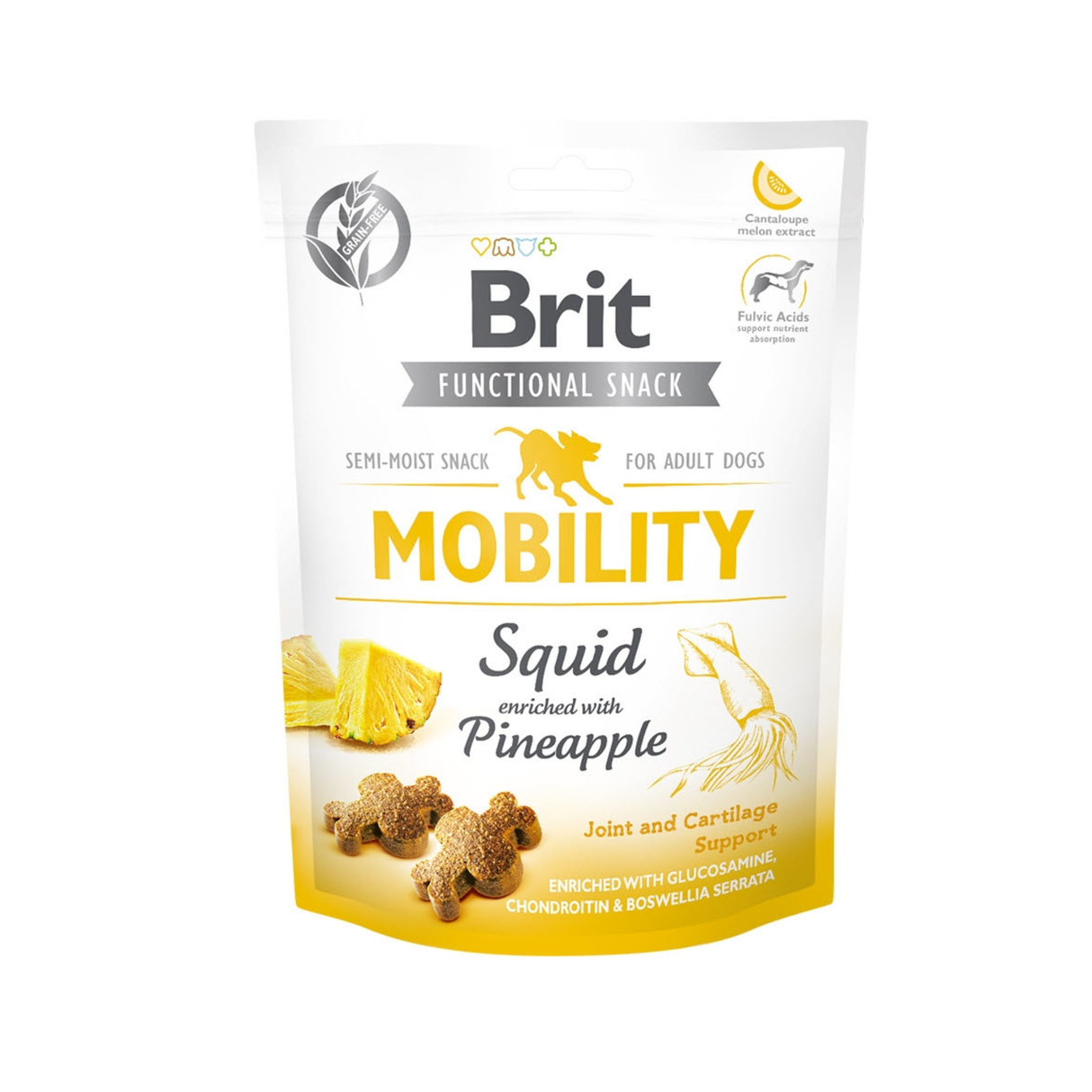 Brit Care Functional Snack Mobility – blæksprutte & ananas | Led og brusk støtte