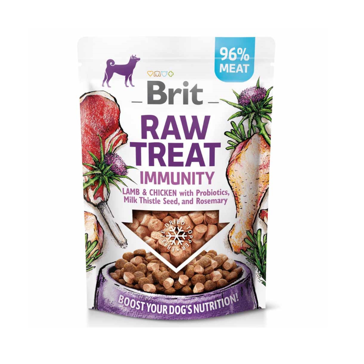 Brit Raw Treat Immunity – lam & kylling (frysetørret godbid og topping med mælketidsel & rosmarin)