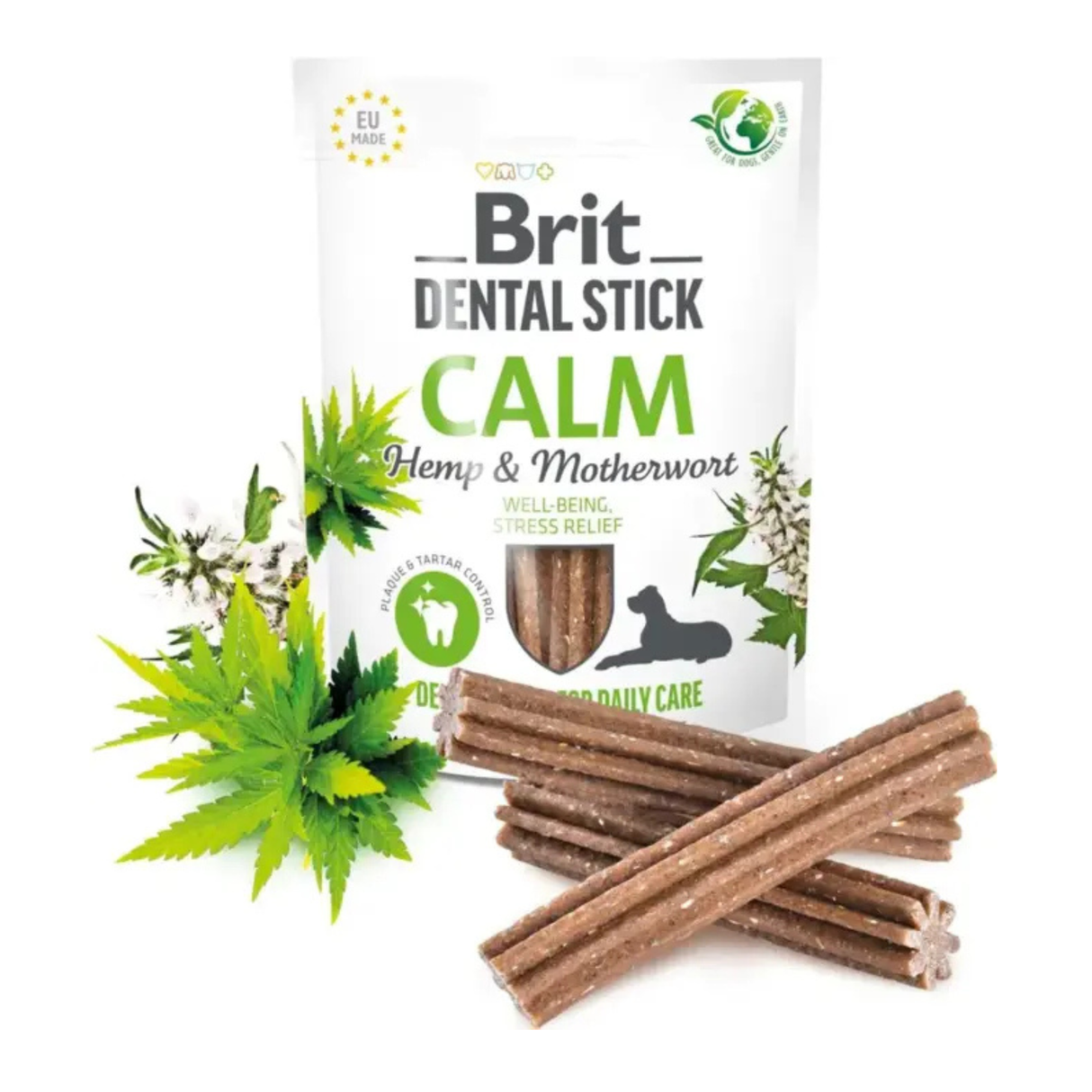 Brit Dental Stick Calm med hamp & hjertensfryd – tandpleje og naturlig ro til hunde