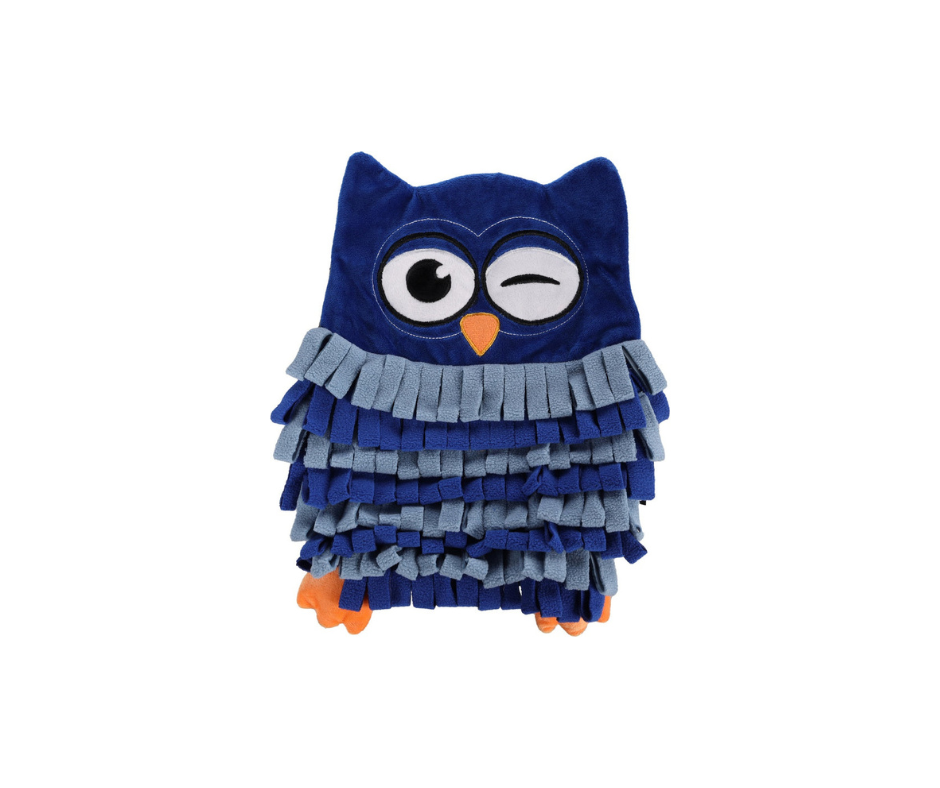 Flamingo - Snusemåtte Plinkie Owl Blue – Mental aktivering og rolig fodring til din hund