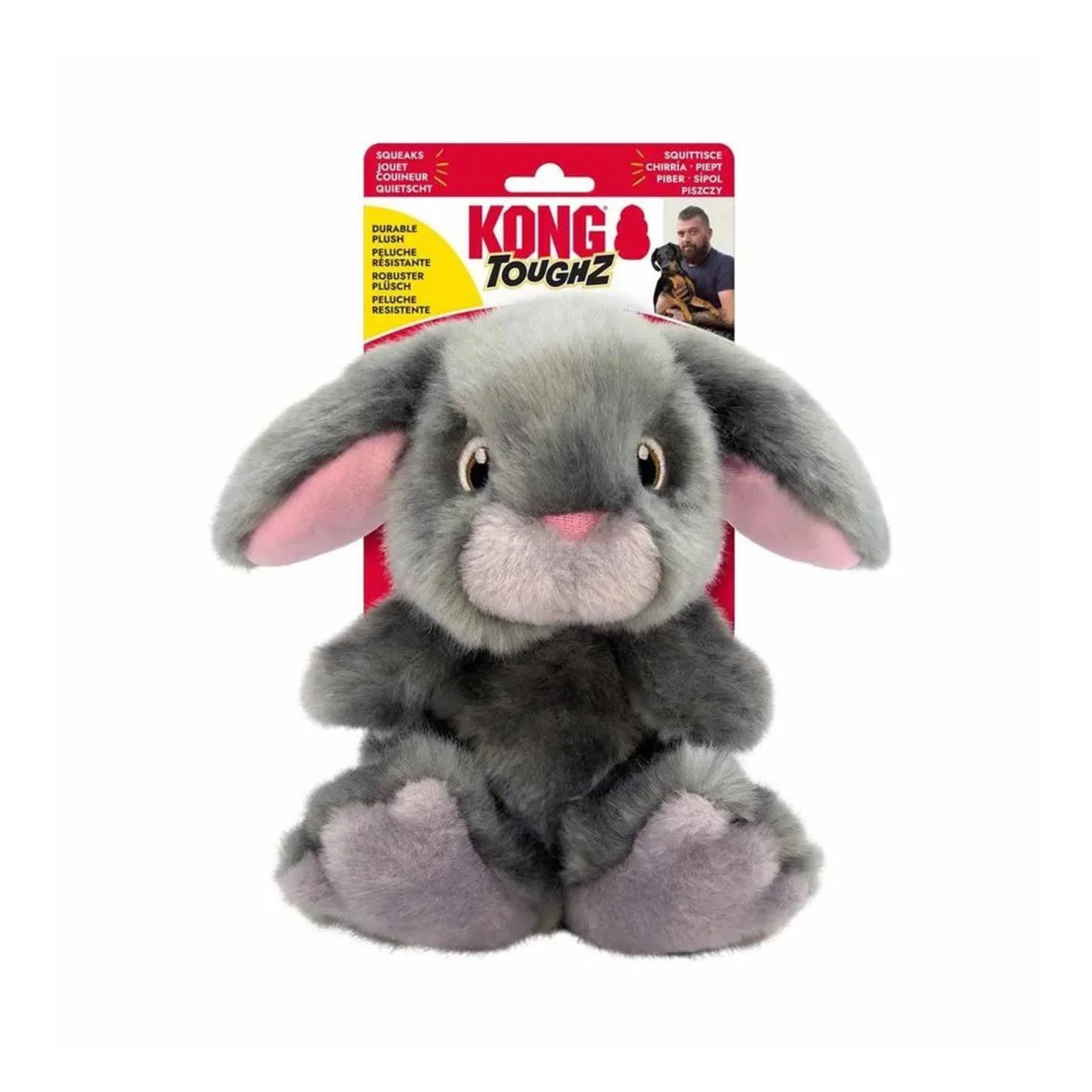 KONG Toughz Bunny – ekstra slidstærk og blød plys-kanin til leg og hygge