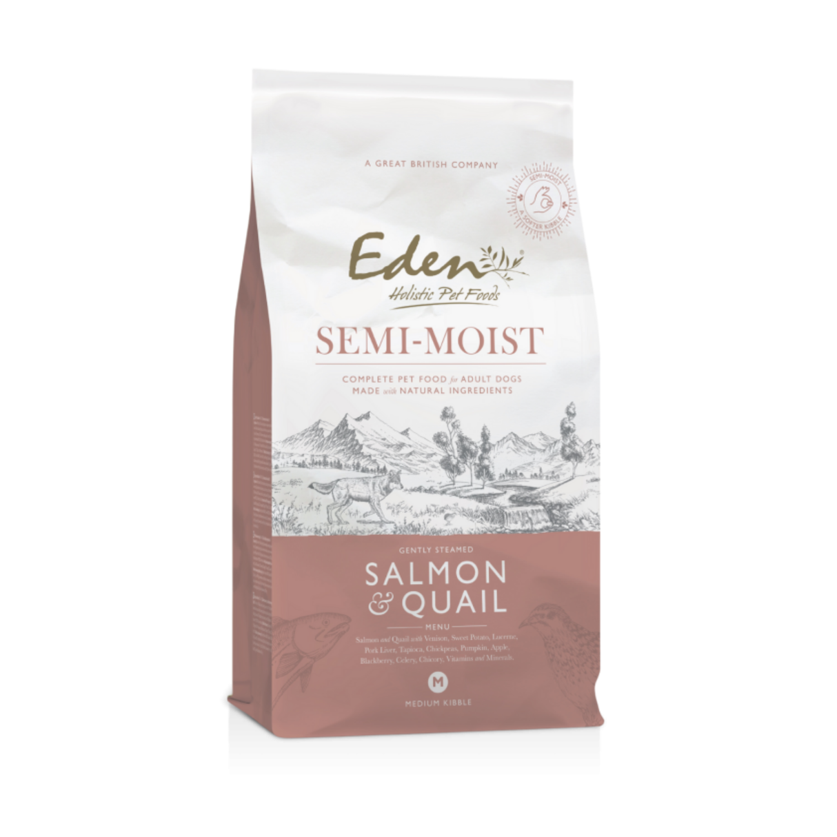 EDEN Semi-Moist Salmon & Quail – blødt, kornfrit luksusfoder med frisk laks og vagtel