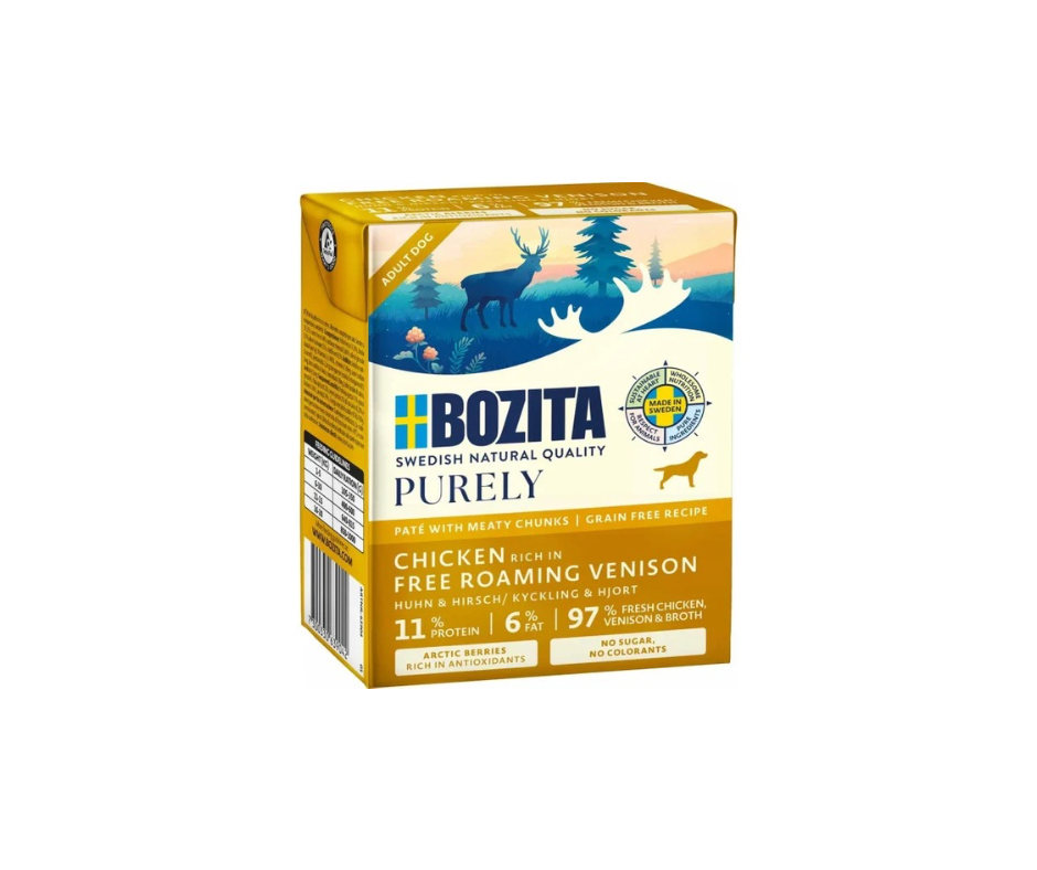Bozita Dog Purely Paté Venison – Kornfrit vådfoder med vildt og kylling 370 g