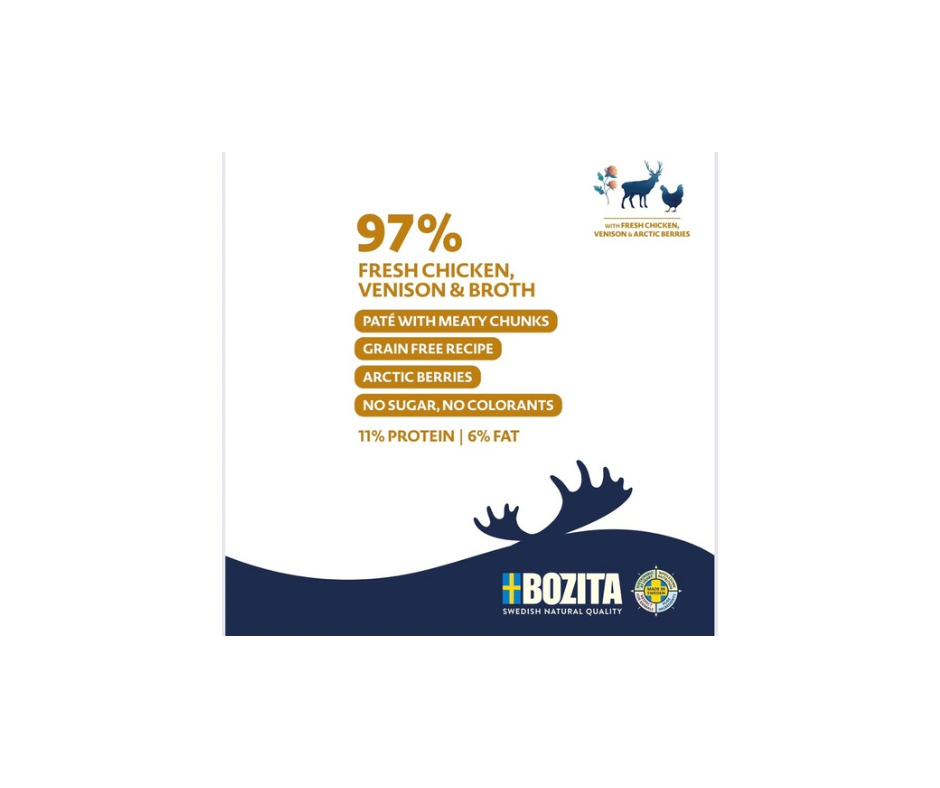 Bozita Dog Purely Paté Venison – Kornfrit vådfoder med vildt og kylling 370 g