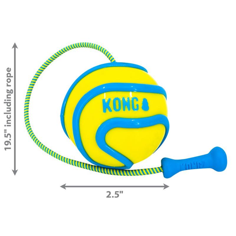 KONG Bunji High-Viz Ball – Selvlysende kastebold med elastiksnor (ass. farver)
