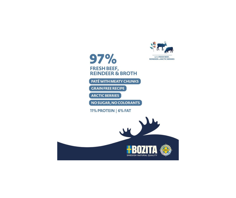 Bozita Dog Purely Paté Reindeer – Kornfrit vådfoder med rensdyr og oksekød 370 g