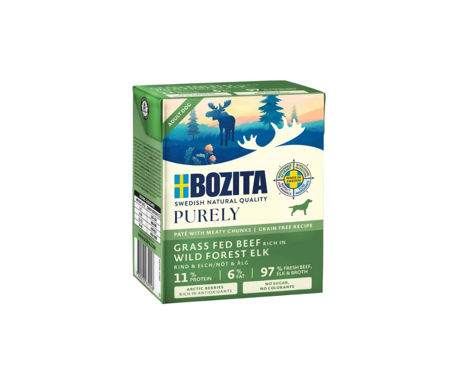 Bozita Dog Purely Paté Elk – Kornfrit vådfoder med elg og oksekød 370 g