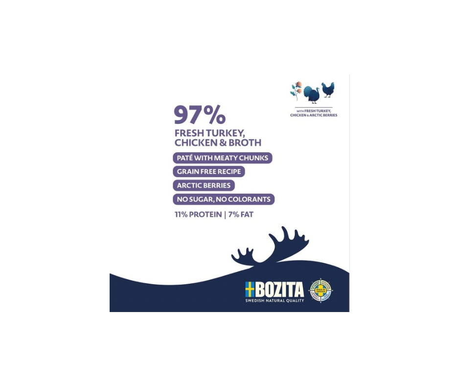 Bozita Dog Purely Paté Puppy & Junior Kalkun – Kornfri vådfoder til hvalpe 370 g