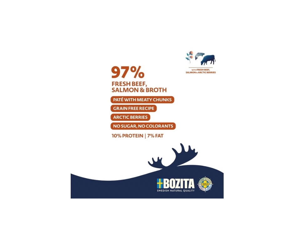 Bozita Dog Purely Paté Salmon – Kornfrit vådfoder med laks og oksekød 370 g