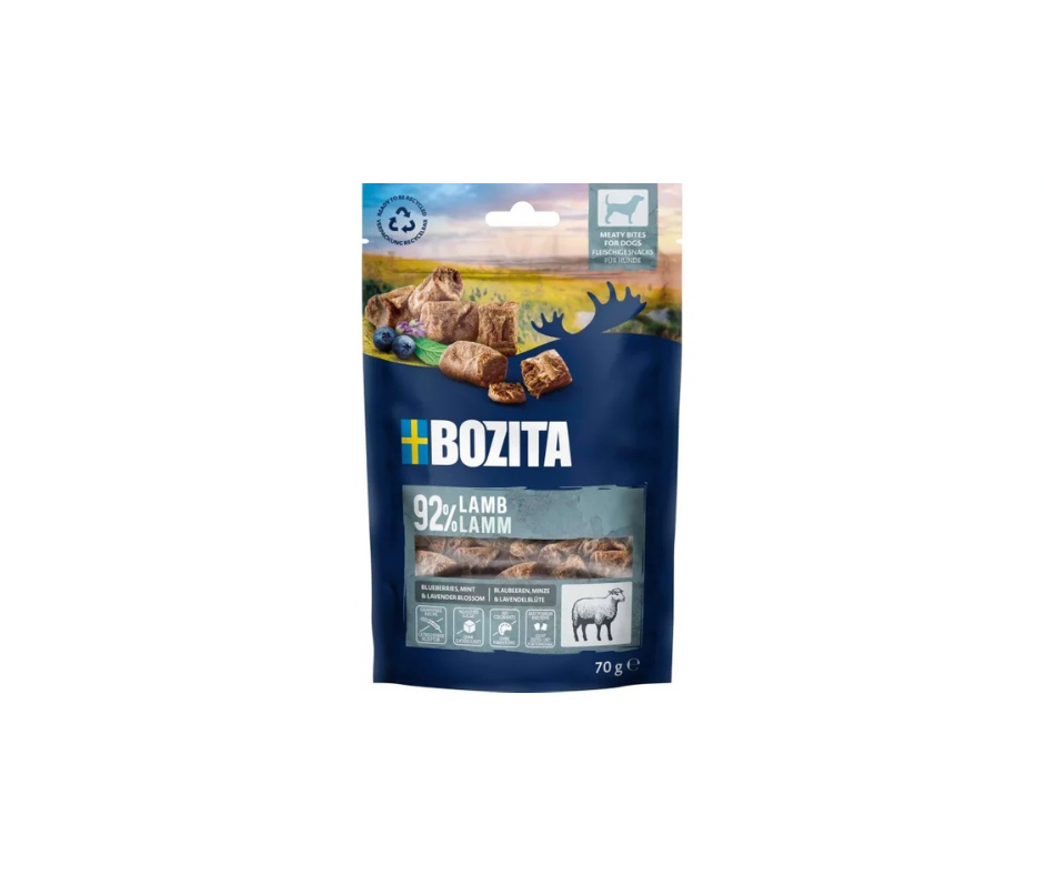 Bozita Snacks Meaty Bites – Bløde godbidder med masser af kød og naturlig smag