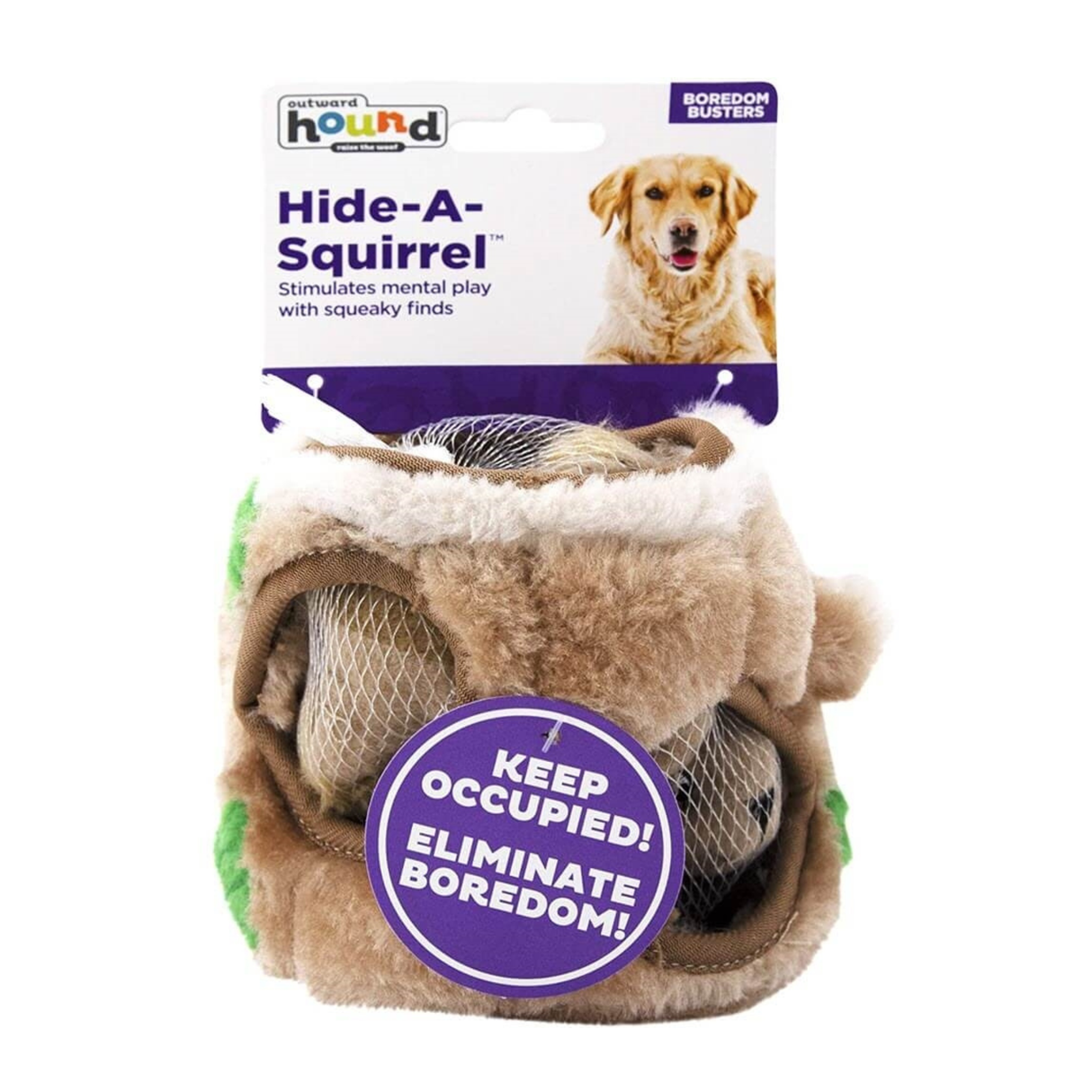 Outward Hound Hide A Squirrel – interaktivt hundelegetøj med egern (størrelse S)