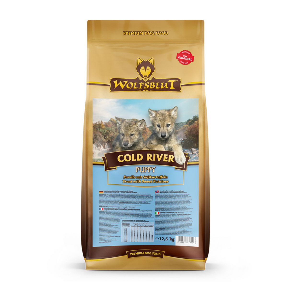 Wolfsblut Cold River Puppy – naturligt kornfrit fuldfoder med frisk ørred og laks 12,5 kg