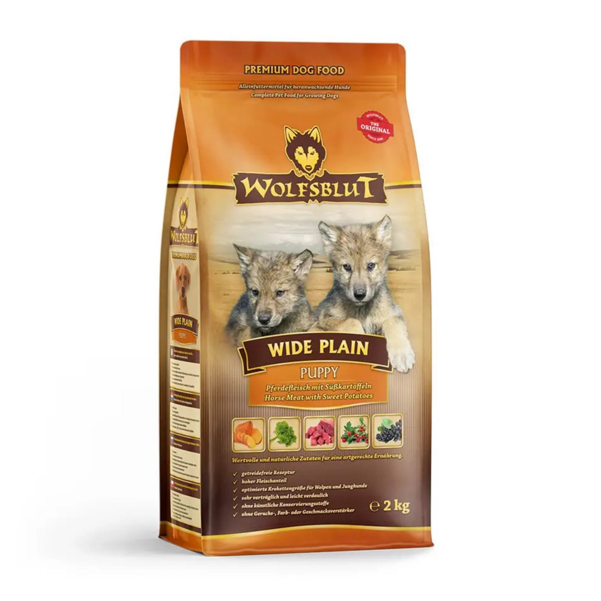 Kornfrit hvalpefoder med hest - Wolfsblut Wide plain Puppy