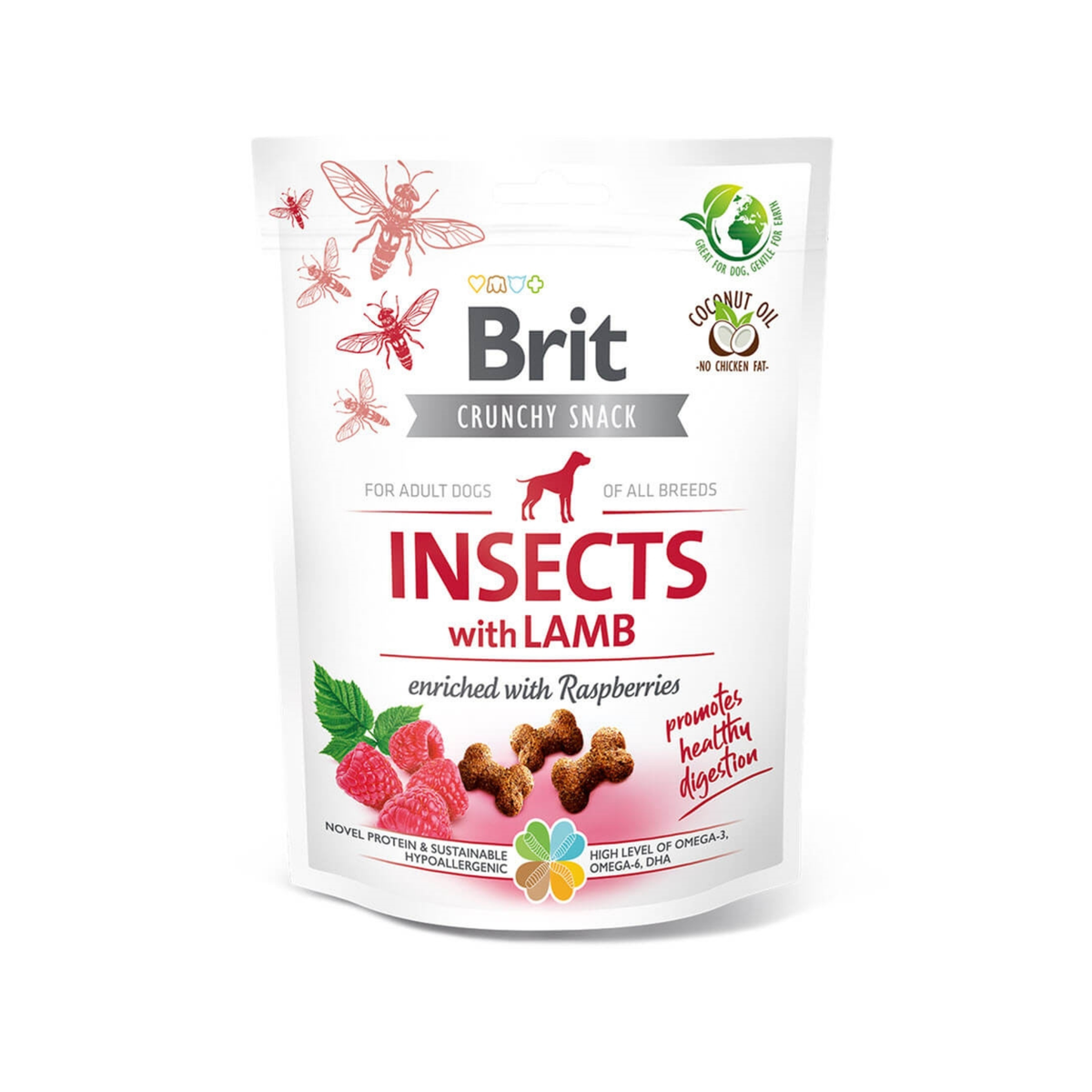 Brit Care Crunchy Cracker – Insekter med lam & hindbær (200 g)