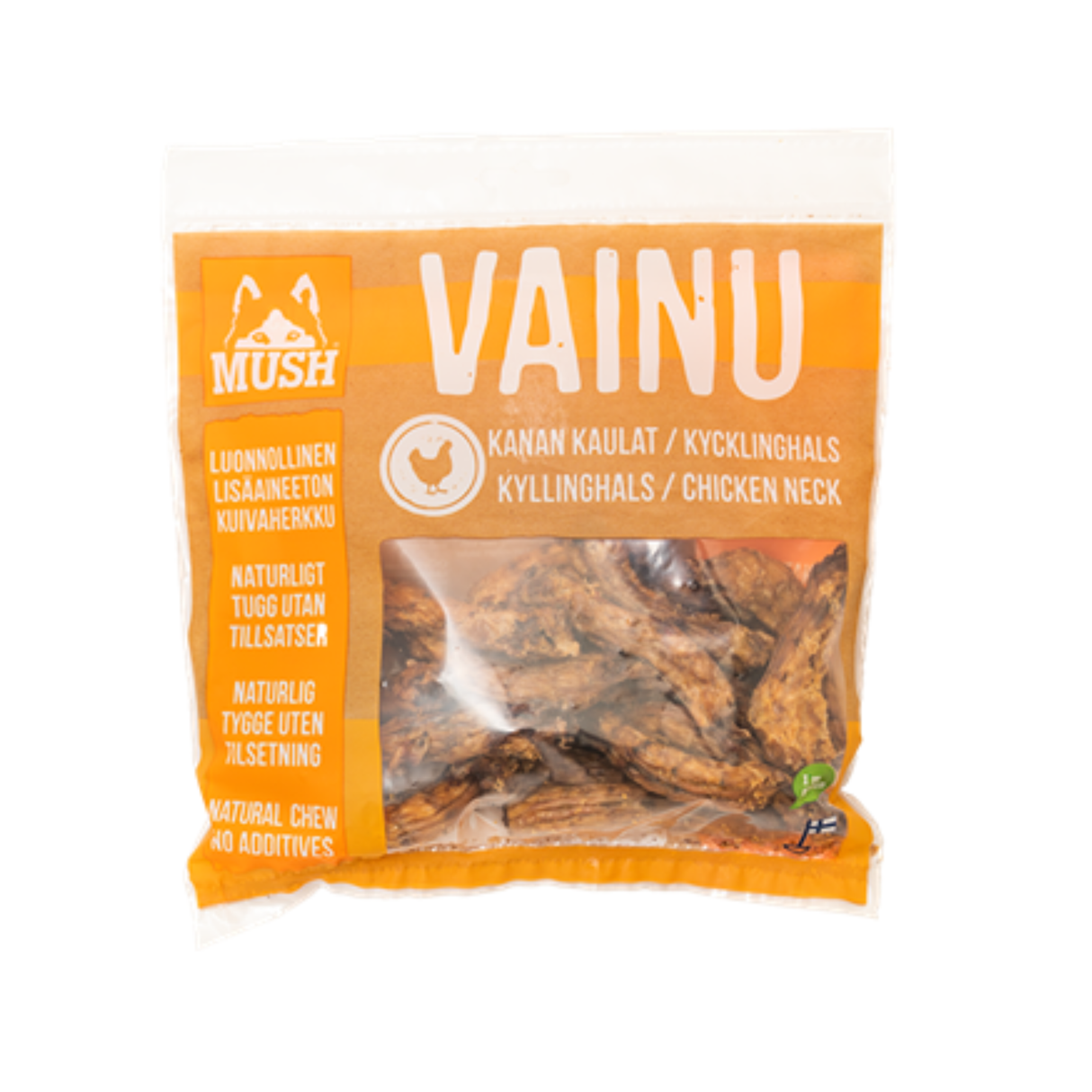 MUSH VAINU Kyllingehalse – naturlig, sprød tyggeglæde af kylling (220g)